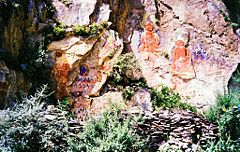 Painted rock carvings at base of Chokpori 1993