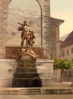 Statue of William Tell and his Son in Altdorf, Switzerland (Richard Kissling, 1895).