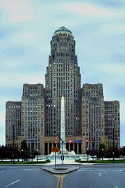 City Hall of Buffalo, New York, an art-deco building.