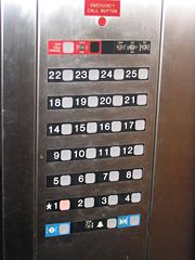 North American elevator buttons: A modern elevator has buttons to allow passengers to select the desired floor