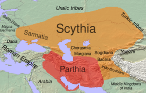 Approximate extent of Scythia and Sarmatia in the 1st century B.C.E.
