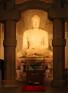 An image of Shakyamuni Buddha at a Seokguram Temple in South Korea