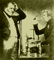 English chemists John Daniell (left) and Michael Faraday (right), both credited as founders of electrochemistry today.