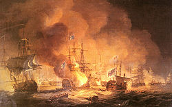 The Battle of the Nile, painted by Thomas Luny