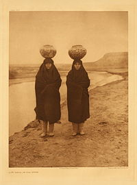 Zuni girls at the river photographed by Edward S. Curtis, 1926