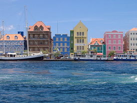 Dutch architecture along Willemstad's harbor, Curacao.