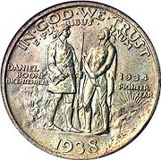 The Daniel Boone half dollar was a U.S. commemorative coin issued from 1934 to 1938 in honor of the bicentennial of Boone's birth.