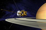 Artist's conception of Cassini-Huygens as it enters Saturn's orbit