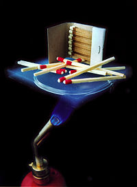 A demonstration of aerogel's insulation properties.