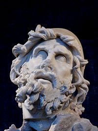 Head of Odysseus from a Greek second century B.C.E. marble group representing Odysseus blinding Polyphemus, found at the villa of Tiberius at Sperlonga