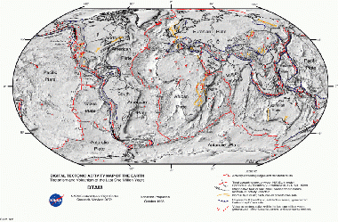 A map pointing out the Earth's major plates.