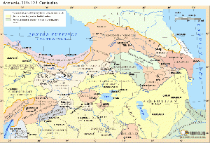 Shaddadid territories in the eleventh to twelfth centuries. Territory that was later to become Chechnya remained outside the Seljuk domination in the twelfth century.