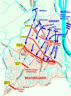 Map of the Battle of Shiloh, April 7, 1862