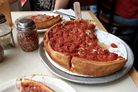 Chicago-style deep-dish pizza