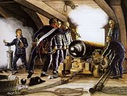 Firing of an 18-pound gun, Louis-Philippe Crepin, (1772 – 1851)