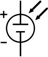 The schematic symbol of a solar cell