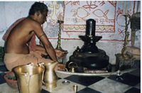 A Hindu priest performing Shivapuja, a worship of Shiva
