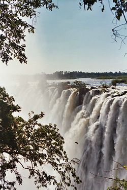 Victoria Falls, seen from the Zambian side.