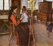 Flax being spun from a distaff