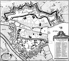 Plan of Zürich in 1705 (Henricus Vogelius), showing the extent of the ramparts