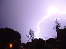 Cloud to ground lightning strike.