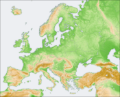 A map of Europe using elevation modeling.