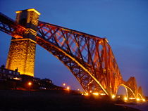 The Forth Bridge at night.