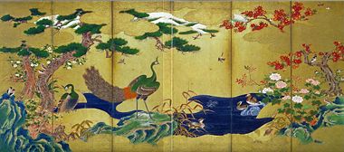 Flowers and Birds of the Four Seasons / left hand screen Kano Eitoku, 1543 - 1590