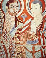 Central Asian (Tocharian?) and East-Asian Buddhist monks, Bezeklik, Eastern Tarim Basin, ninth-tenth century.