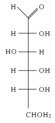 The open-chain form of D-glucose.