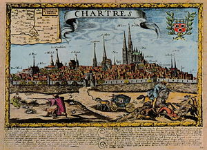 Engraving of Chartres in the 1600s.