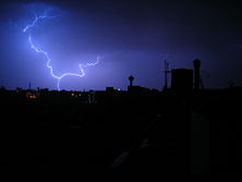 This is probably cloud-to-ground lightning, but it is difficult to distinguish from ground-to-cloud by visual inspection.