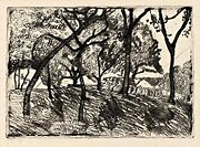 Landscape under Trees, etching by Paula Modersohn-Becker 1876-1907.