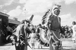 Kaibab Paiute Indians dance at the opening ceremony of the joint visitor center of the Paiute people and Pipe Spring National Monument, Pipe Spring National Monument, Arizona.