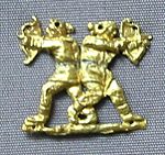 Gold clothing appliqué, showing two Scythian archers, 400–350 B.C.E., British Museum.