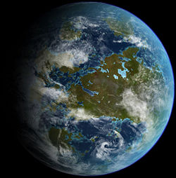 Artist's conception of a terraformed Venus.