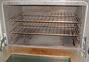 The inside of a modern kitchen oven.