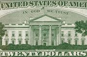 U.S. 20-dollar bill with the slogan "In God We Trust"