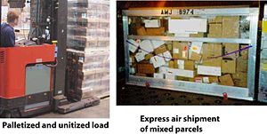 Transport packaging needs to be matched to its logistics system. Packages designed for controlled shipments of uniform pallet loads may not be suited to mixed shipments with express carriers.
