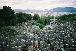 A Buddhist graveyard. Kyoto, Japan.