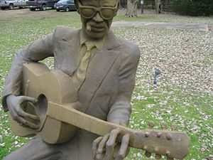 Statue in Lightin' Hopkins Park, in Crockett, Texas