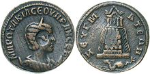 Coin of Marcia Otacilia Severa, wife of Philip. The Greek legend states she received the title of Augusta.