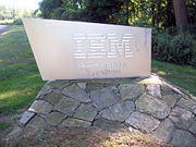 Sign at entrance to IBM's secure headquarters complex in Armonk