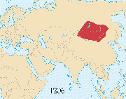 The Mongol Empire, showing it progress towards Europe.