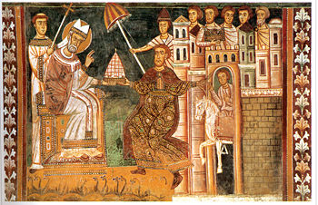Mark's predecessor, Pope Sylvester I blesses Constantine I.