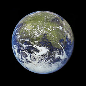 Photorealistic conception of a terraformed Mars. In the middle is the hypothesized Mariner Bay, currently part of the Mariner Valleys, up in the extreme north part of the Arctic is the Acidalia Planitia Sea.