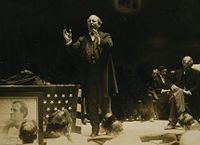 Bryan giving a speech during his 1908 run for the presidency.