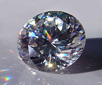 Cubic zirconia (ZrO2) is used as a low-cost substitute for diamond