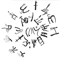 Linear A. Ink-witten inscriptions round the inner surface of cup, Sir Arthur Evans, 1909.