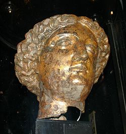 A head of "Sulis-Minerva" found in the ruins of the Roman baths in Bath